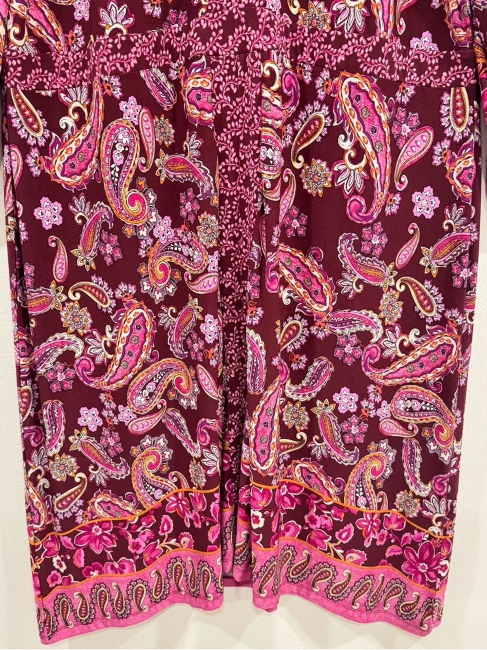 Susan Graver Paisley Floral Boho Midi Dress Comfy Stretch 3X - Picture 5 of 7